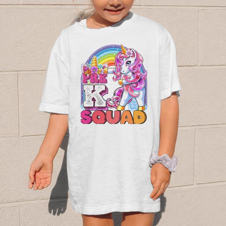 Pre-K Squad Flossing Unicorn Back To School Girls Premium Tri-Blend Graphic Kid T-Shirt
