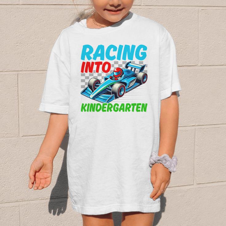 Racing Into Kindergarten Race Car Driver Back To School Performance Graphic Kid T-Shirt Racing Into Kindergarten Race Car Driver Back To School Performance Graphic Kid T-Shirt