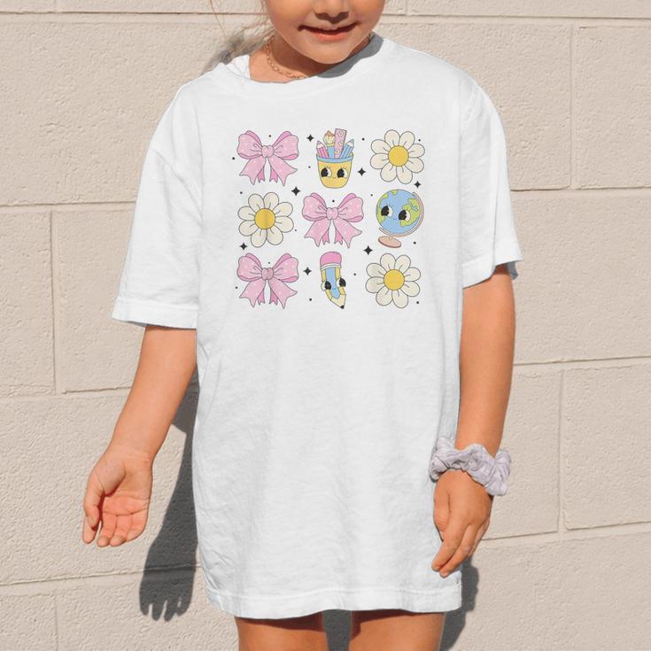 Retro Groovy Back To School Coquette First Day Of School Graphic Kid T-Shirt Retro Groovy Back To School Coquette First Day Of School Graphic Kid T-Shirt