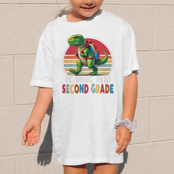 Roaring Into Second Grade T-Rex Back To School 2nd Grade Premium Tri-Blend Graphic Kid T-Shirt