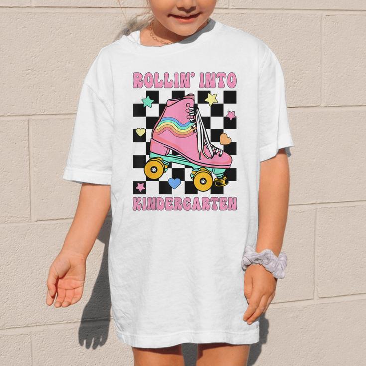 Rolling Into Kindergarten Roller Skating Girl Back To School Graphic Kid T-Shirt