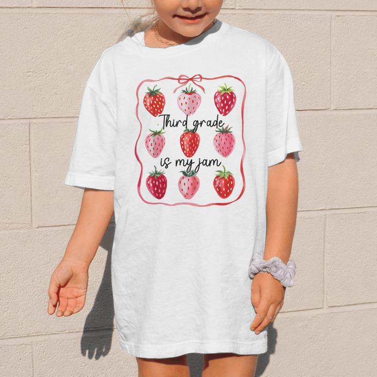 Third Grade Is My Jam Strawberry 3rd Grade Back To School Graphic Kid T-Shirt
