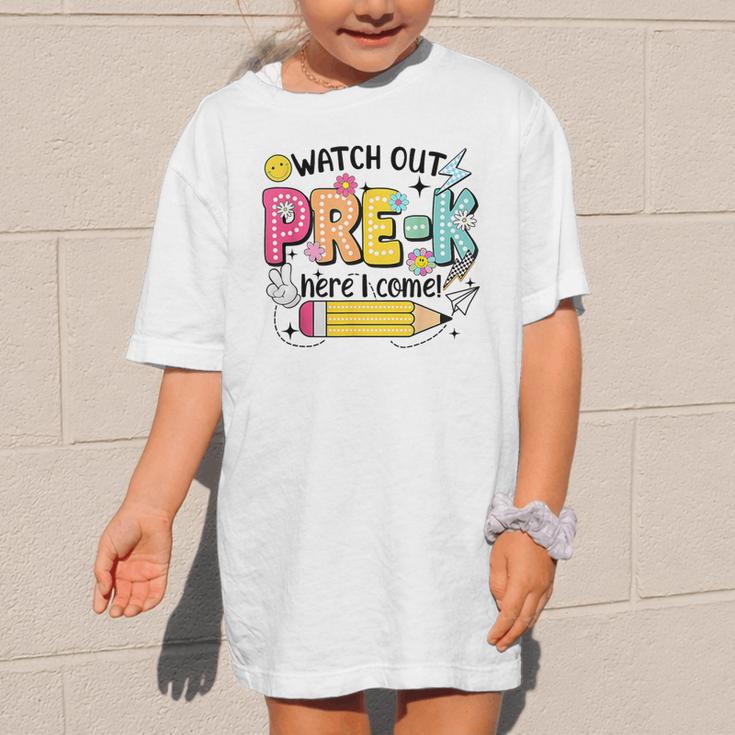 Watch Out Pre-K Here I Come Back To School Pre-K Graphic Kid T-Shirt Watch Out Pre-K Here I Come Back To School Pre-K Graphic Kid T-Shirt