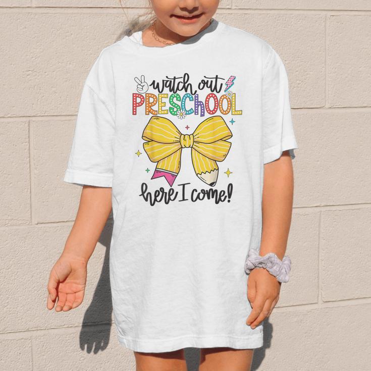 Watch Out Pre-K Here I Come Preschool Back To School Graphic Kid T-Shirt Watch Out Pre-K Here I Come Preschool Back To School Graphic Kid T-Shirt