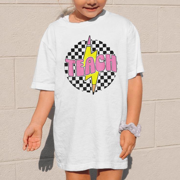Women Checkered Teach Pencil Lightning Bolt Back To School Graphic Kid T-Shirt Women Checkered Teach Pencil Lightning Bolt Back To School Graphic Kid T-Shirt