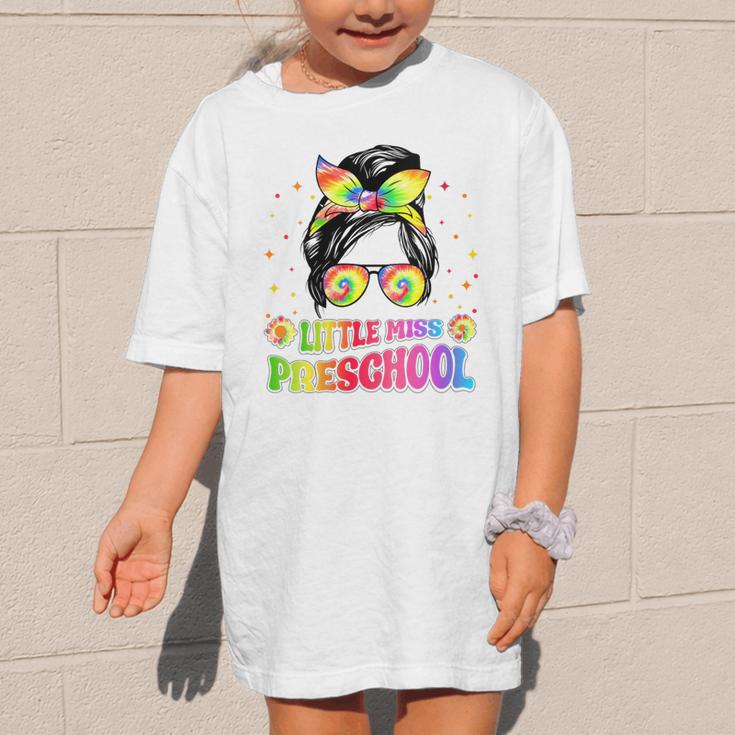 Women's Little Miss Preschool Messy Bun Tie Dye Back To School Girls Graphic Kid T-Shirt Women's Little Miss Preschool Messy Bun Tie Dye Back To School Girls Graphic Kid T-Shirt