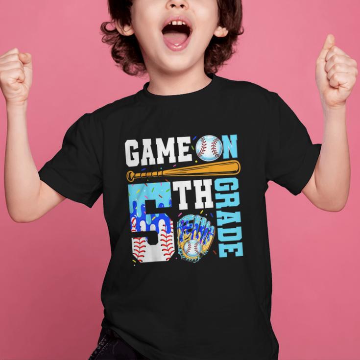 5th Grade Back To School Baseball Drip Ice Cream Game On Graphic Kid T-Shirt