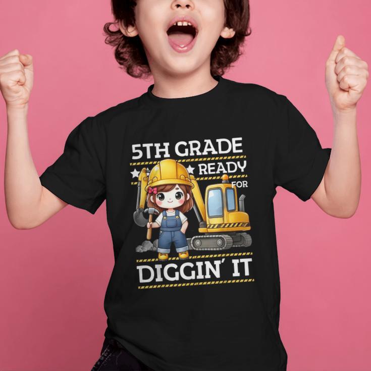 5th Grade Ready For Digging Construction Girl Back To School Graphic Kid T-Shirt
