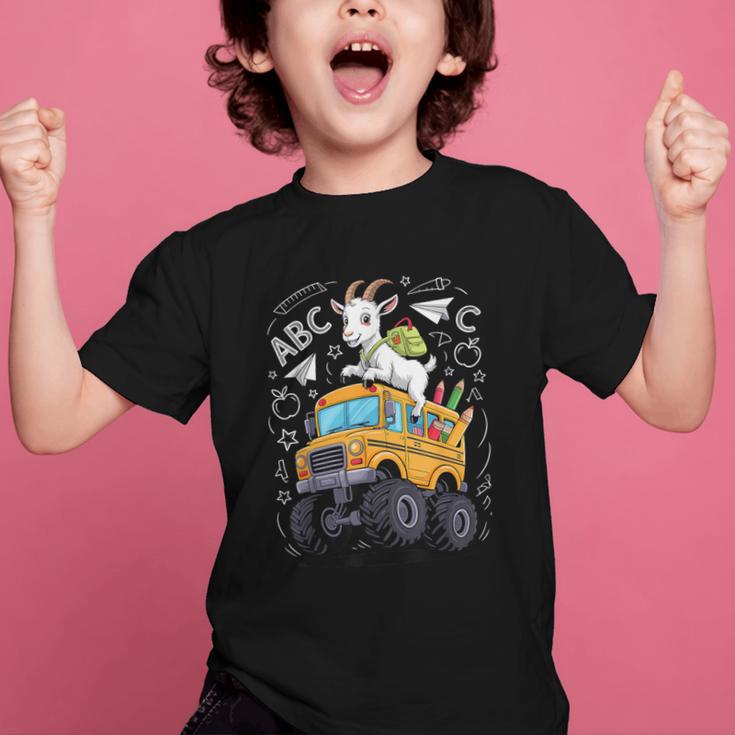 Back To School Goat School Bus 100 Days Of School Graphic Kid T-Shirt