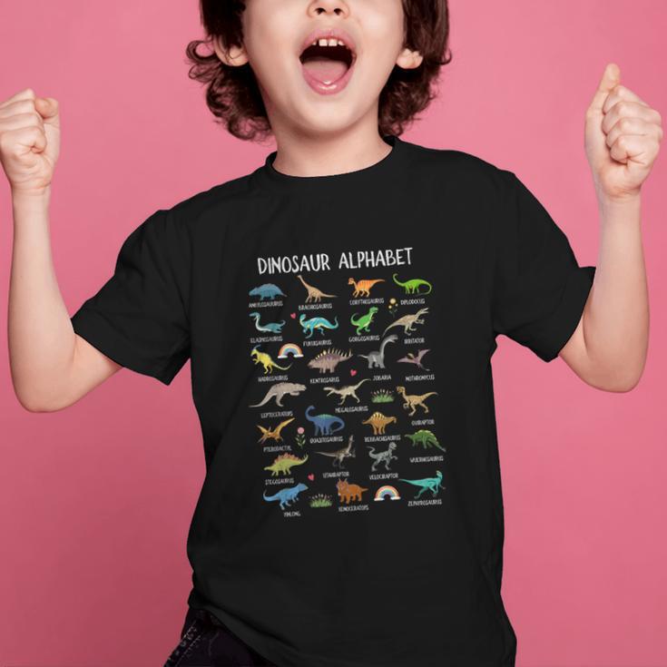 Back To School Types Of Dinosaurs Alphabet Identification Graphic Kid T-Shirt Back To School Types Of Dinosaurs Alphabet Identification Graphic Kid T-Shirt