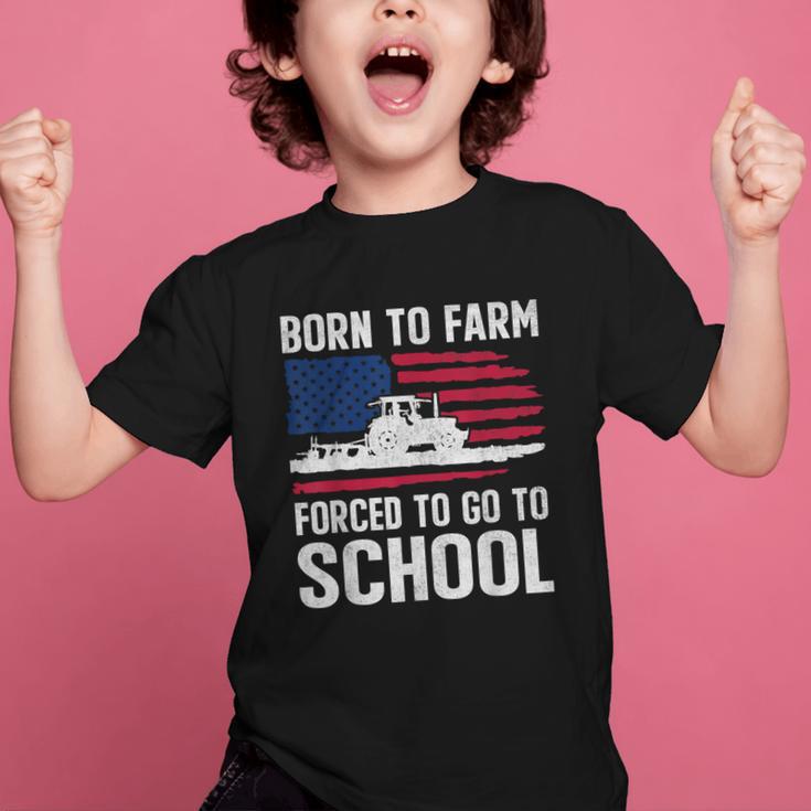 Born To Farm Forced To Go To School Farmer Back To School Graphic Kid T-Shirt