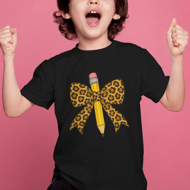 Bow Pencil Leopard First Day Of School Back To School Graphic Kid T-Shirt
