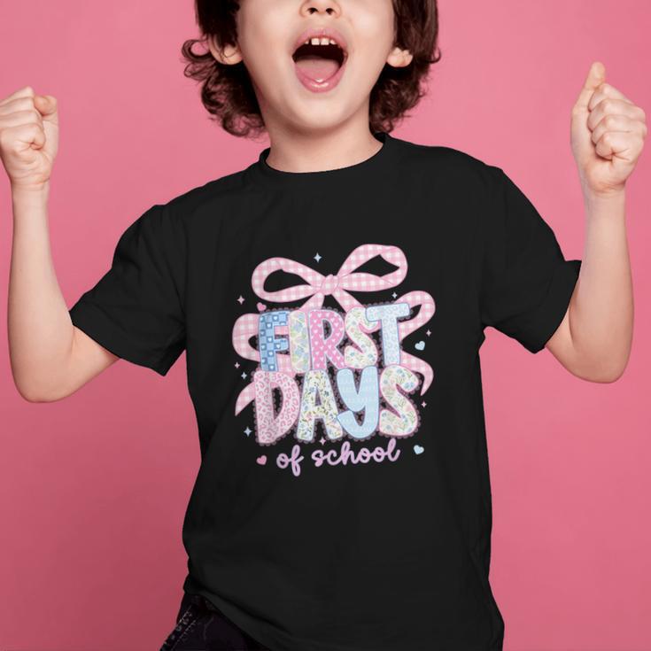 Coquette Bow Happy First Day Of School Back To School Retro Graphic Kid T-Shirt Coquette Bow Happy First Day Of School Back To School Retro Graphic Kid T-Shirt
