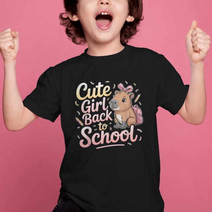 Cute Girl Back To School Capybara First Day Of School Kids Graphic Kid T-Shirt Cute Girl Back To School Capybara First Day Of School Kids Graphic Kid T-Shirt