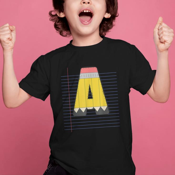 Cute Yellow School Pencil Alphabet Letter A Back To School Graphic Kid T-Shirt Cute Yellow School Pencil Alphabet Letter A Back To School Graphic Kid T-Shirt