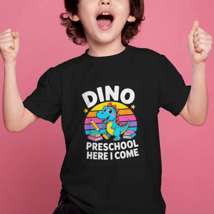 Dino Preschool Here I Come Cute Back To School Graphic Kid T-Shirt