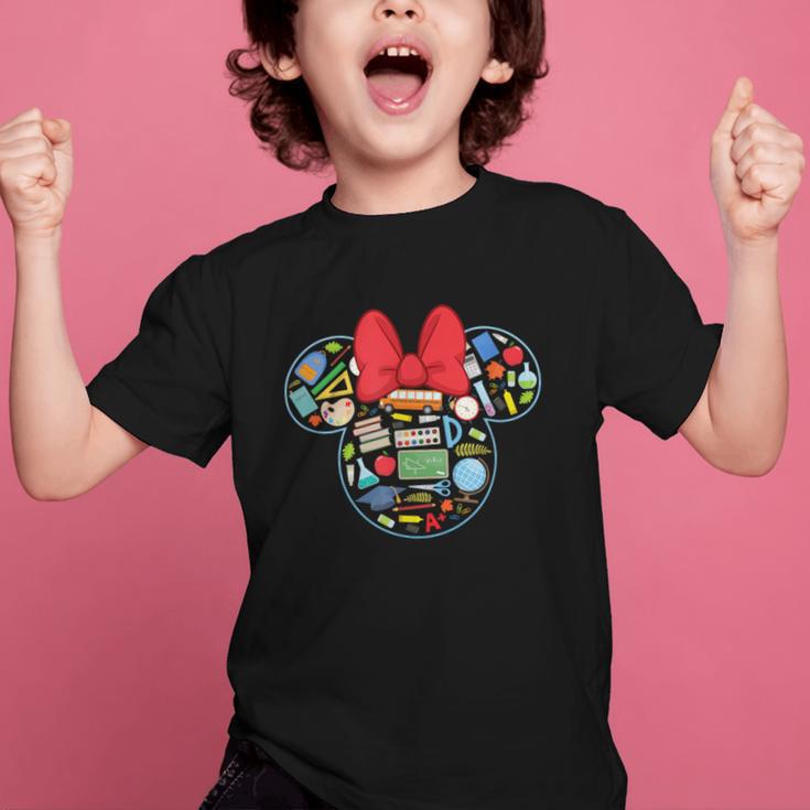 Disney Minnie Mouse Back To School Supplies Face Outline Graphic Kid T-Shirt Disney Minnie Mouse Back To School Supplies Face Outline Graphic Kid T-Shirt