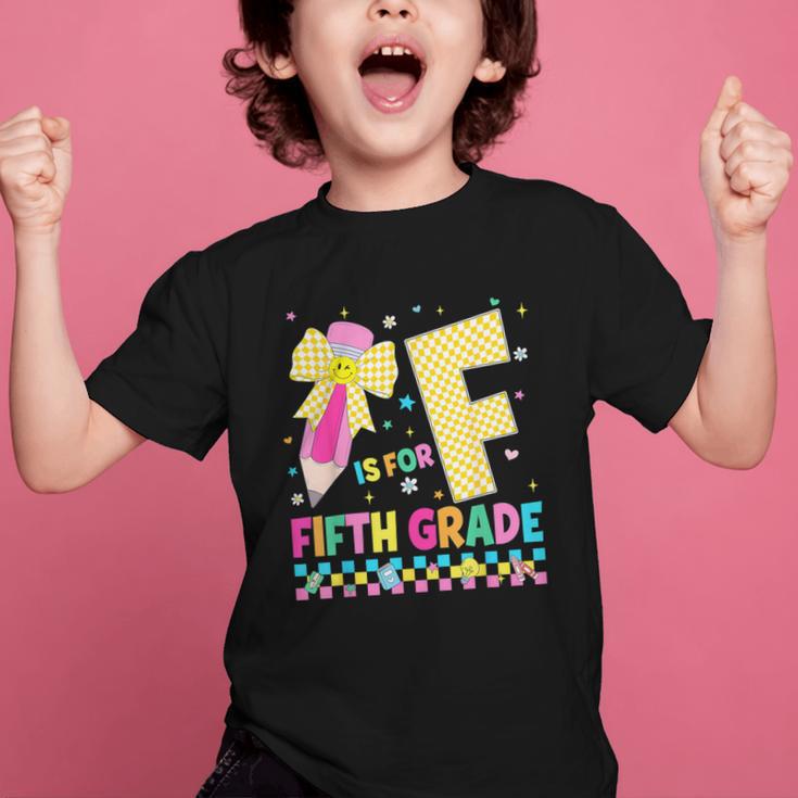 F Is For Fifth Grade Back To School Pencil Bow 5th Grade Kid Graphic Kid T-Shirt
