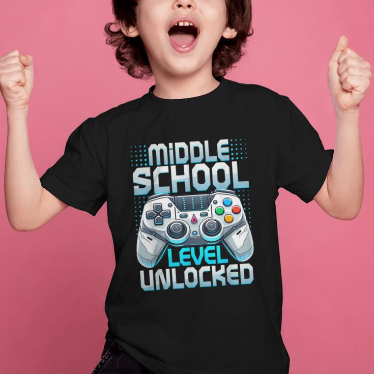 First Day Of Middle School Level Unlocked Back To School Graphic Kid T-Shirt