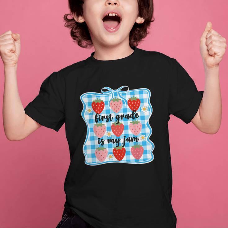 First Grade Is My Jam Strawberry 1st Grade Back To School Graphic Kid T-Shirt