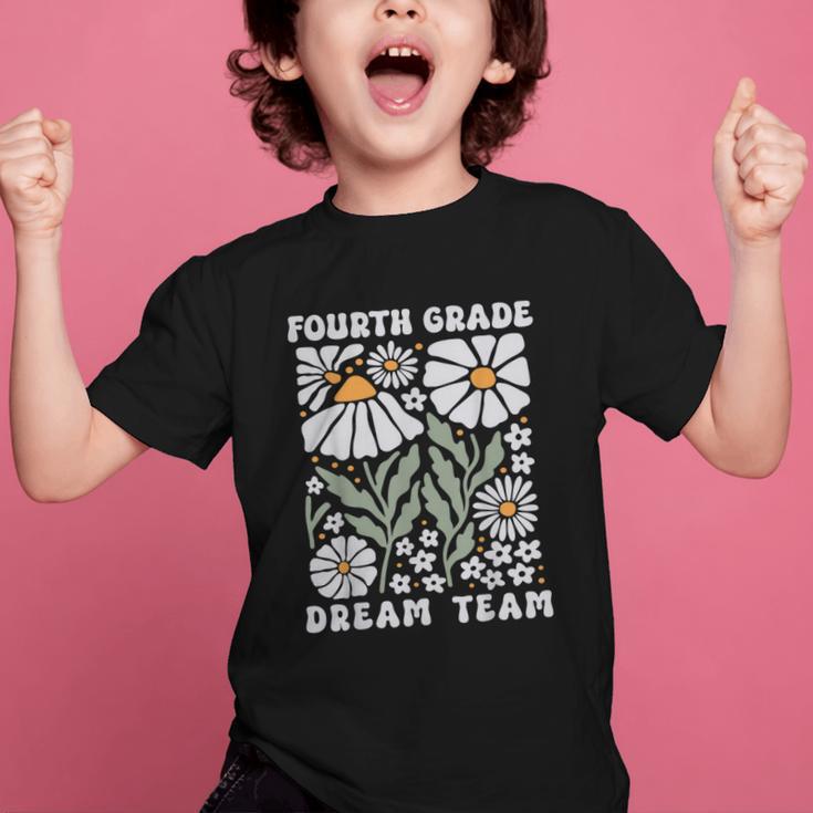 Fourth Grade Dream Team Back To School Boho Flower 4th Grade Graphic Kid T-Shirt