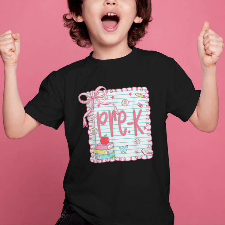 Girls Pre-K Coquette Bow Pink Preppy Back To School Graphic Kid T-Shirt Girls Pre-K Coquette Bow Pink Preppy Back To School Graphic Kid T-Shirt