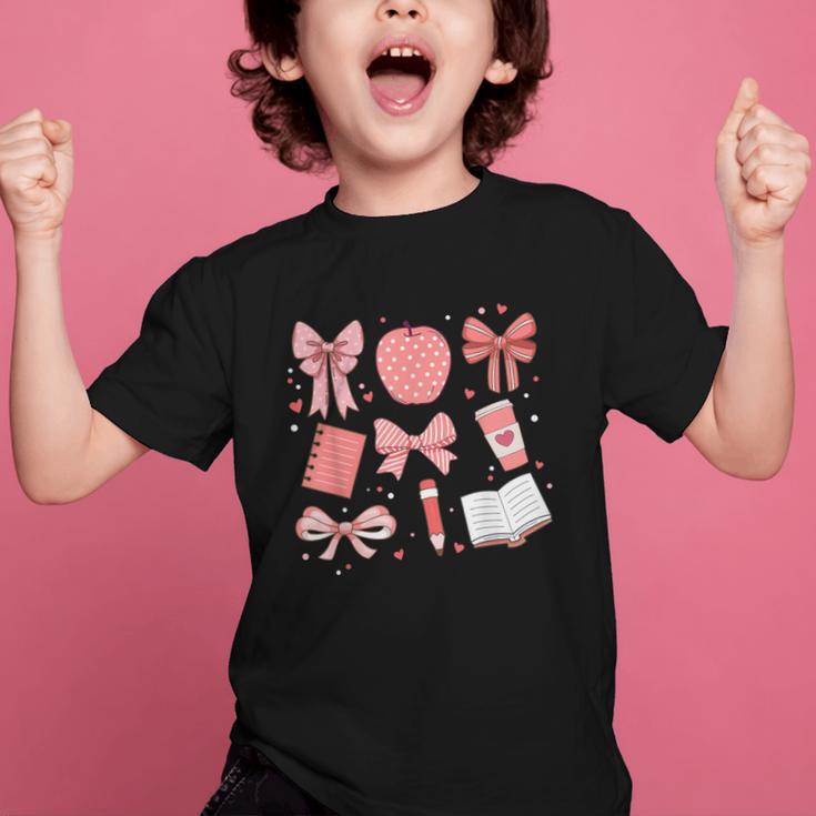 Happy Back To School 1st Day Toddler Girl Boho Coquette Bows Graphic Kid T-Shirt Happy Back To School 1st Day Toddler Girl Boho Coquette Bows Graphic Kid T-Shirt