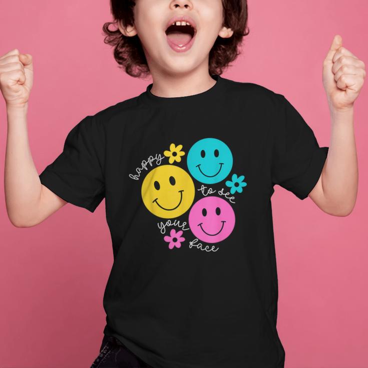 Happy To See Your Face Back To School First Day Of School Graphic Kid T-Shirt