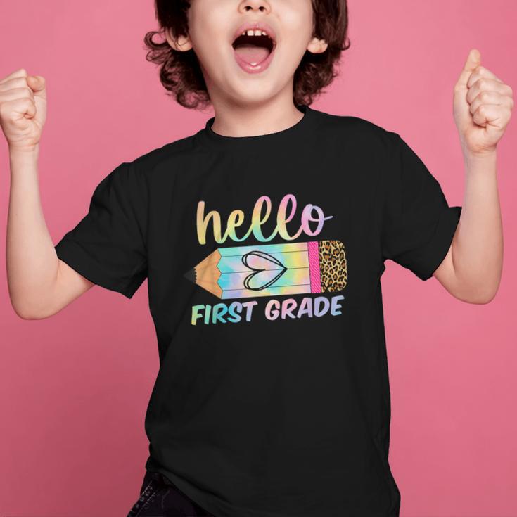 Hello First Grade Back To School Pencil Tie Dye 1st Grade Graphic Kid T-Shirt Hello First Grade Back To School Pencil Tie Dye 1st Grade Graphic Kid T-Shirt