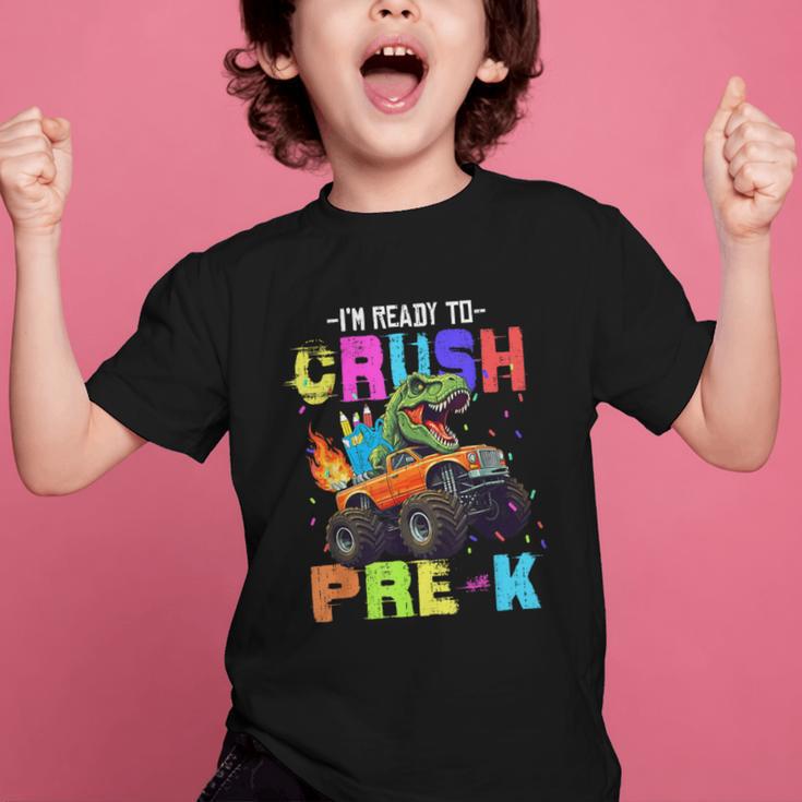 I'm Ready To Crush Pre-k Dinosaur Truck Back To School Boys Graphic Kid T-Shirt I'm Ready To Crush Pre-k Dinosaur Truck Back To School Boys Graphic Kid T-Shirt