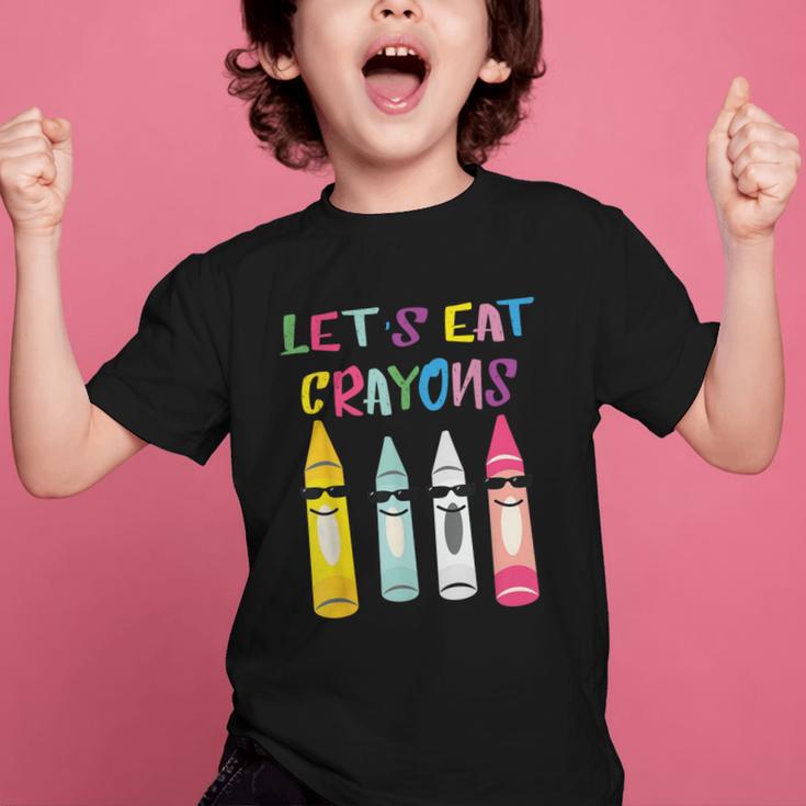 Kindergarten Back To School Crayons Let's Eat Crayon Graphic Kid T-Shirt Kindergarten Back To School Crayons Let's Eat Crayon Graphic Kid T-Shirt