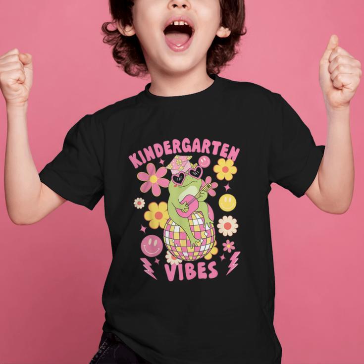 Kindergarten Vibes Groovy Kindergarten Back To School Frog Graphic Kid T-Shirt Kindergarten Vibes Groovy Kindergarten Back To School Frog Graphic Kid T-Shirt