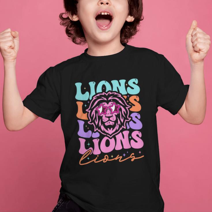 Lion Mascot Back To School Spirit Sports Men Women Groovy Graphic Kid T-Shirt Lion Mascot Back To School Spirit Sports Men Women Groovy Graphic Kid T-Shirt