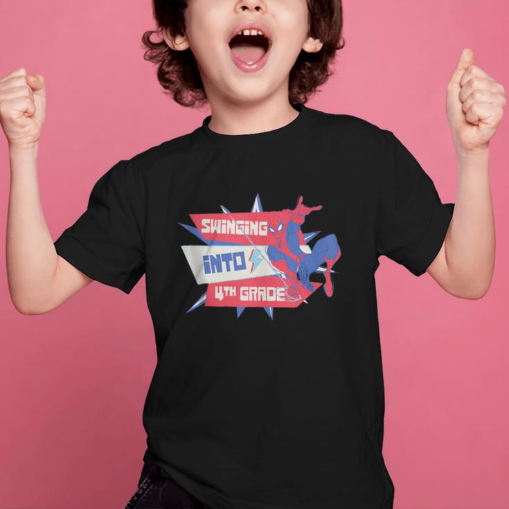 Marvel Spider-Man Swinging Into 4th Grade Back To School Graphic Kid T-Shirt Marvel Spider-Man Swinging Into 4th Grade Back To School Graphic Kid T-Shirt