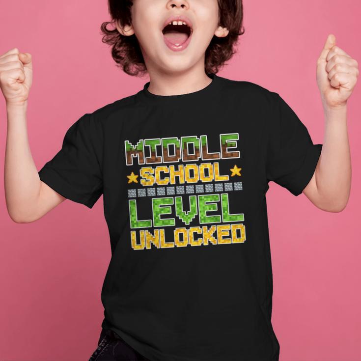 Middle School Level Unlocked Gamer Back To School Graphic Kid T-Shirt Middle School Level Unlocked Gamer Back To School Graphic Kid T-Shirt