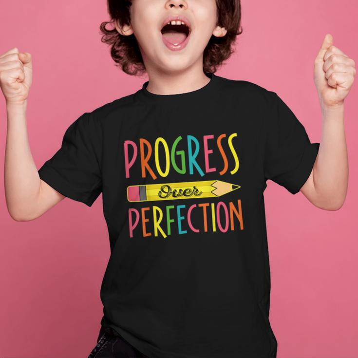 Motivational Quotes Back To School Progress Over Perfection Graphic Kid T-Shirt Motivational Quotes Back To School Progress Over Perfection Graphic Kid T-Shirt