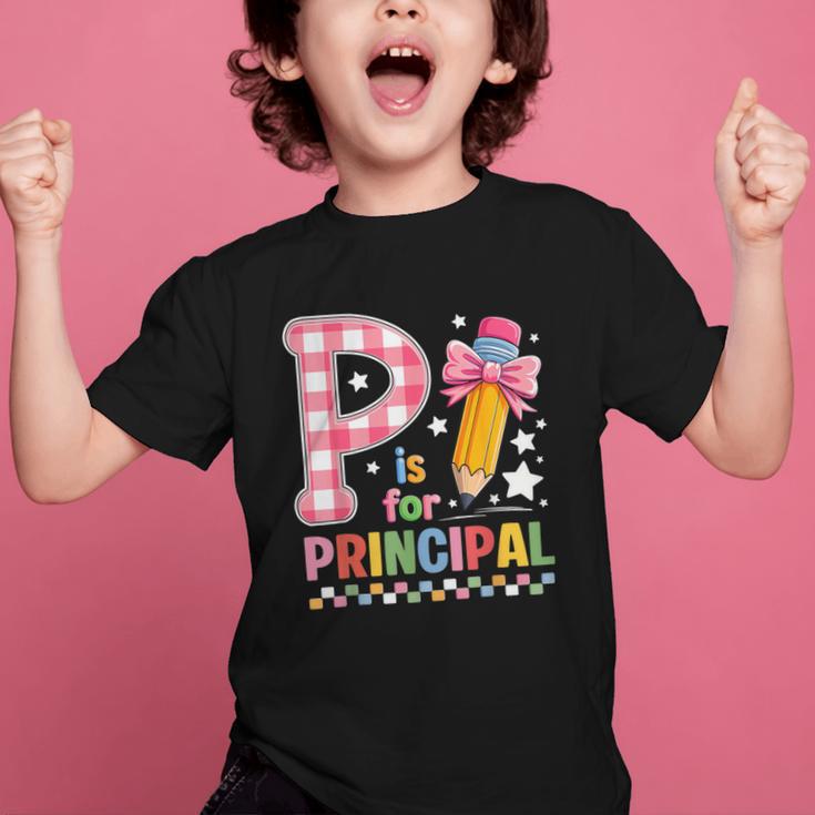 P Is For Principal Back To School Pencil Bow Principal Women Graphic Kid T-Shirt P Is For Principal Back To School Pencil Bow Principal Women Graphic Kid T-Shirt