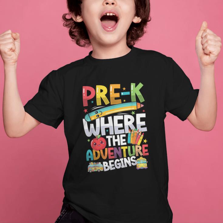Pre-K Where The Adventure Begins First Day & Back To School Graphic Kid T-Shirt Pre-K Where The Adventure Begins First Day & Back To School Graphic Kid T-Shirt