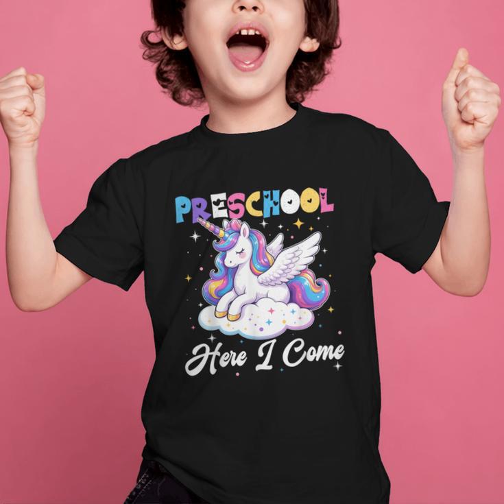 Preschool Here I Come Unicorn Back To School Girl Student Graphic Kid T-Shirt Preschool Here I Come Unicorn Back To School Girl Student Graphic Kid T-Shirt