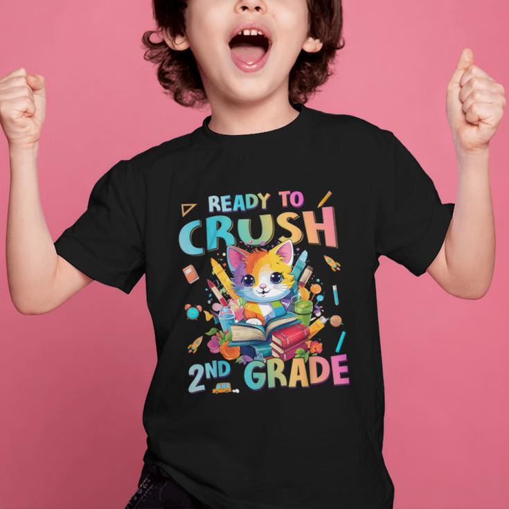 Ready To Crush 2nd Grade Back To School 2nd Grade Cat Kitten Graphic Kid T-Shirt