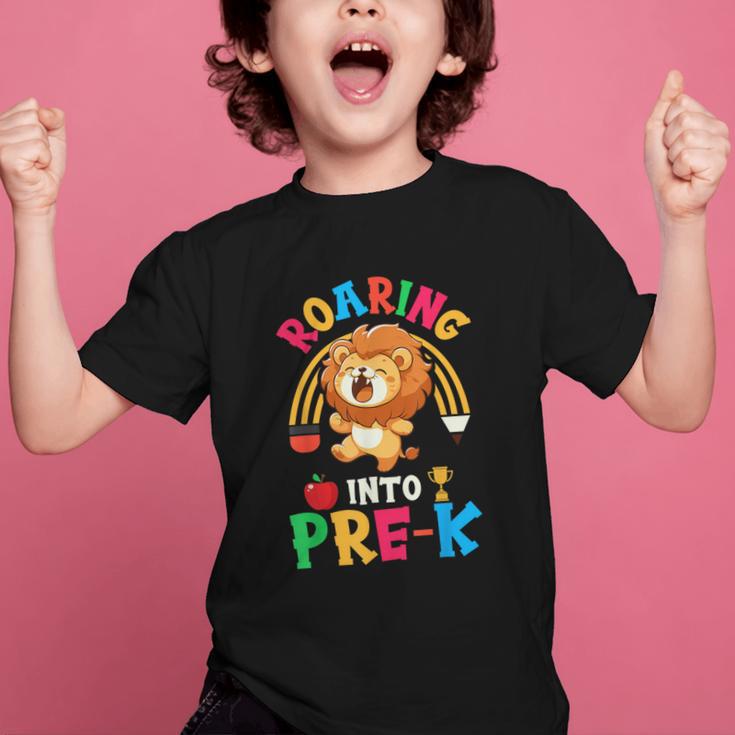 Roaring Into Pre-Kindergarten Lion Pre K Back To School Graphic Kid T-Shirt Roaring Into Pre-Kindergarten Lion Pre K Back To School Graphic Kid T-Shirt