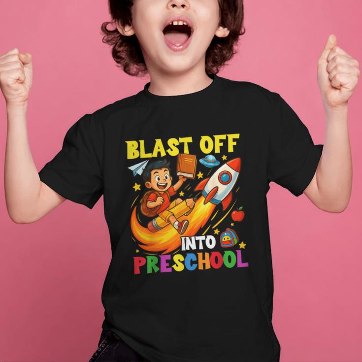 Rocket Blast Off Into Preschool Back To School Graphic Kid T-Shirt Rocket Blast Off Into Preschool Back To School Graphic Kid T-Shirt