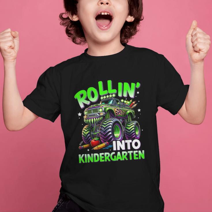 Rollin' Into Kindergarten Monster Truck Back To School Boys Graphic Kid T-Shirt