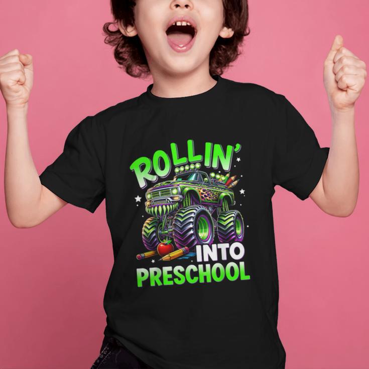 Rollin' Into Preschool Monster Truck Back To School Boys Graphic Kid T-Shirt