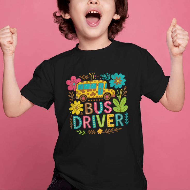 School Bus Driver Boho Floral Leopard Back To School Womens Graphic Kid T-Shirt