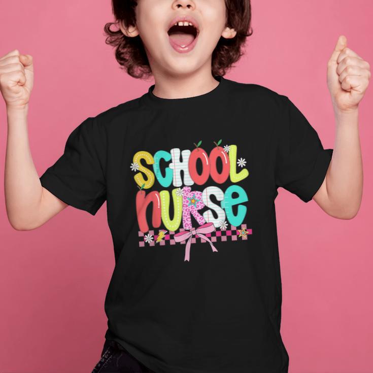 School Nurse Appreciation Day Coquette Bow Back To School Graphic Kid T-Shirt School Nurse Appreciation Day Coquette Bow Back To School Graphic Kid T-Shirt