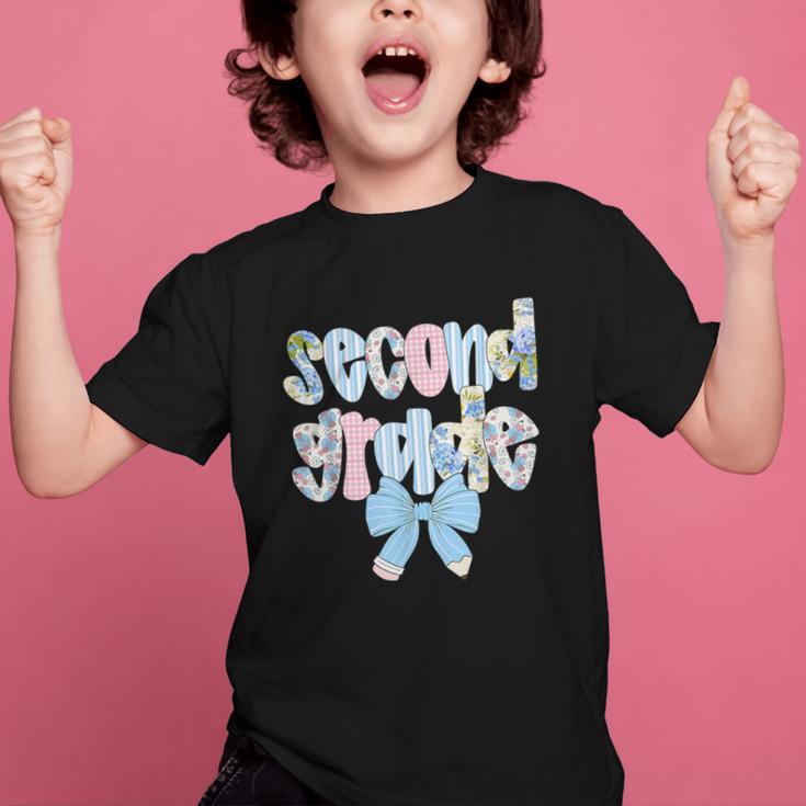 Second Grade Coquette Bow Pencil First Day Back To School Graphic Kid T-Shirt Second Grade Coquette Bow Pencil First Day Back To School Graphic Kid T-Shirt