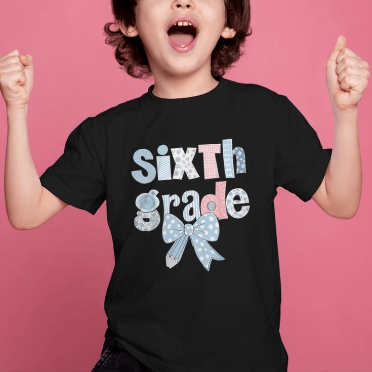Sixth Grade Coquette Bow Pencil First Day Back To School Graphic Kid T-Shirt Sixth Grade Coquette Bow Pencil First Day Back To School Graphic Kid T-Shirt