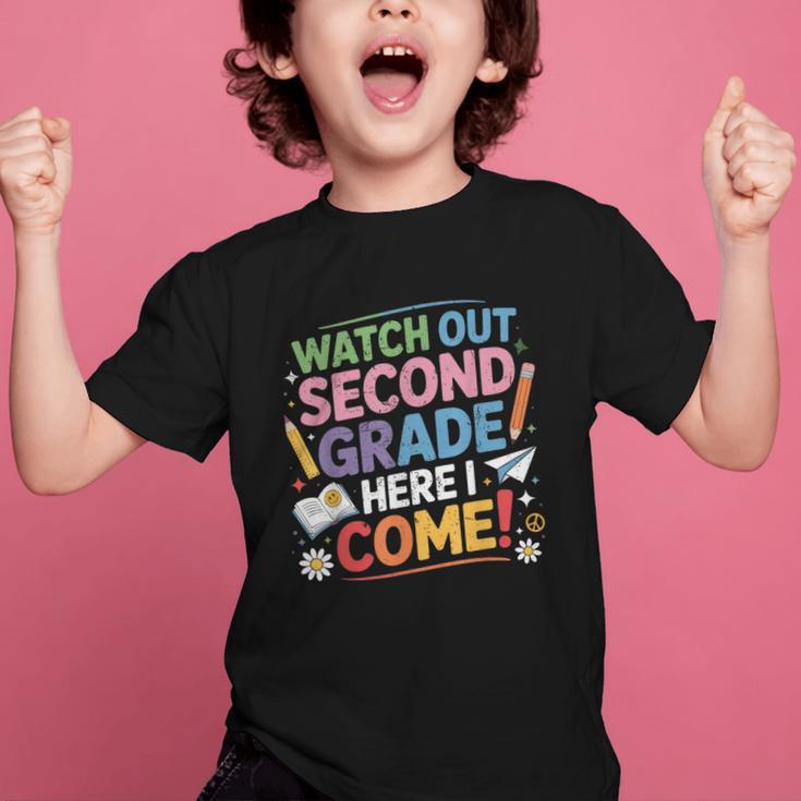 Watch Out 2nd Grade Here I Come Back To School Second Grade Graphic Kid T-Shirt