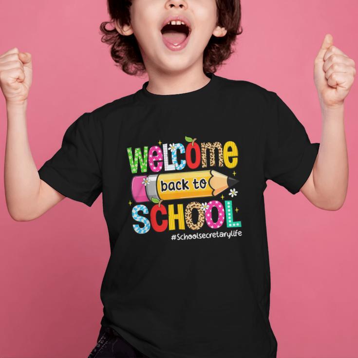 Welcome Back To School School Secretary Life Leopard Graphic Kid T-Shirt Welcome Back To School School Secretary Life Leopard Graphic Kid T-Shirt